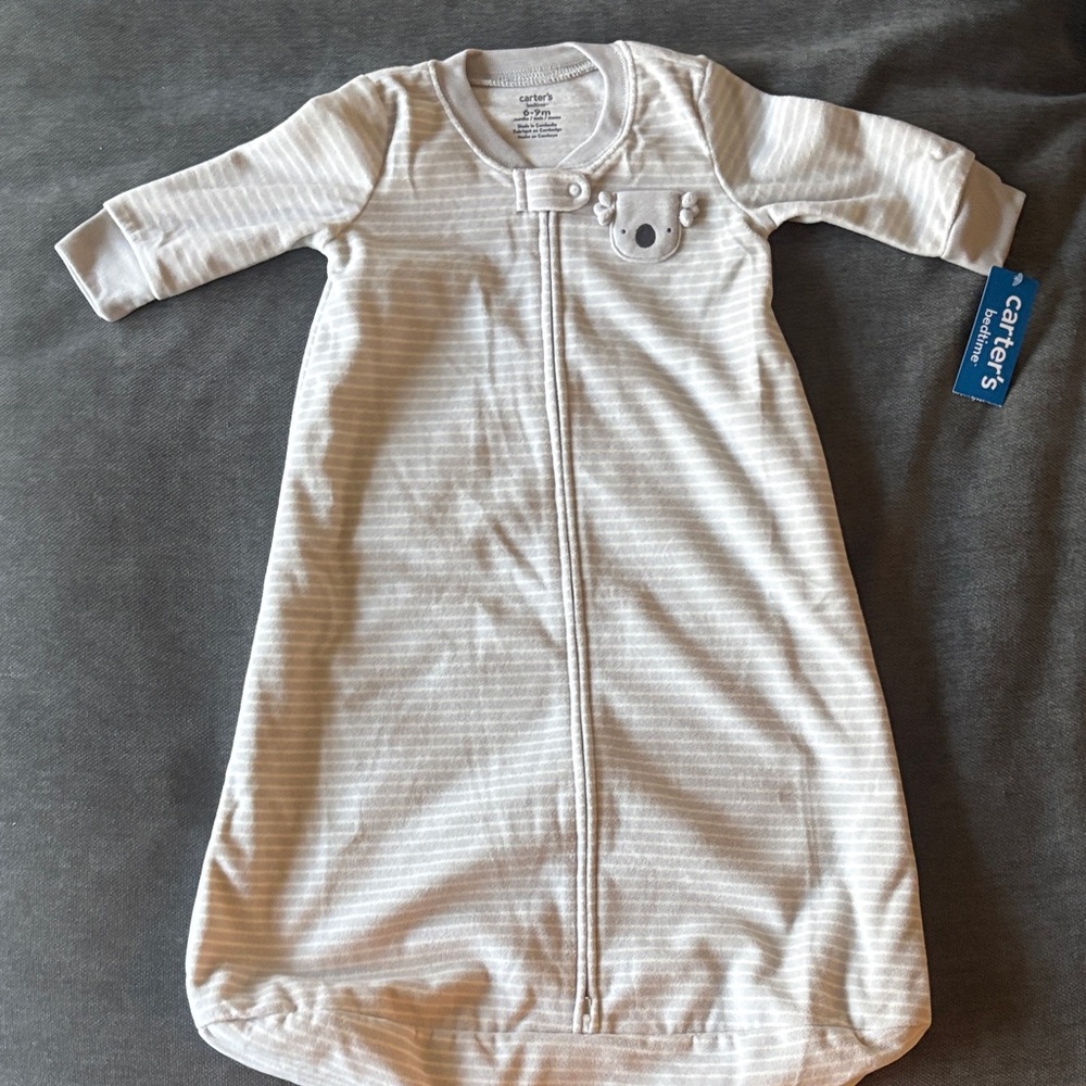 Carter's Grey & White Striped Baby Sleep Sack with Koala Patch